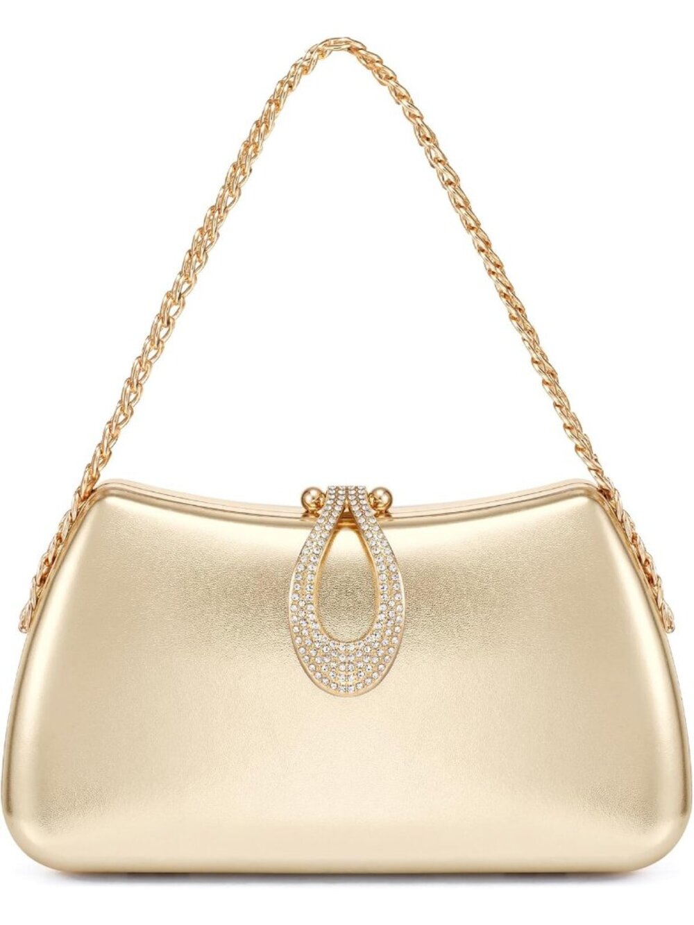 Women's Gold Clutch Purse Evening Party Prom Chain Wedding Crossbody Bag